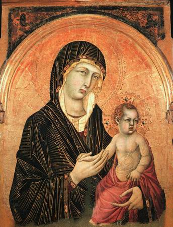 344x450 Madonna And Child Painting, Asimone Martini Paintings Reproduction - Madonna And Child Painting