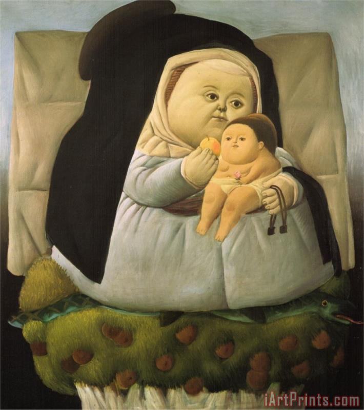 710x800 Fernando Botero Madonna With Child Painting - Madonna And Child Painting