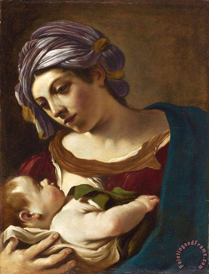 732x960 Giovanni F. Barbieri Madonna And Child Painting - Madonna And Child Painting