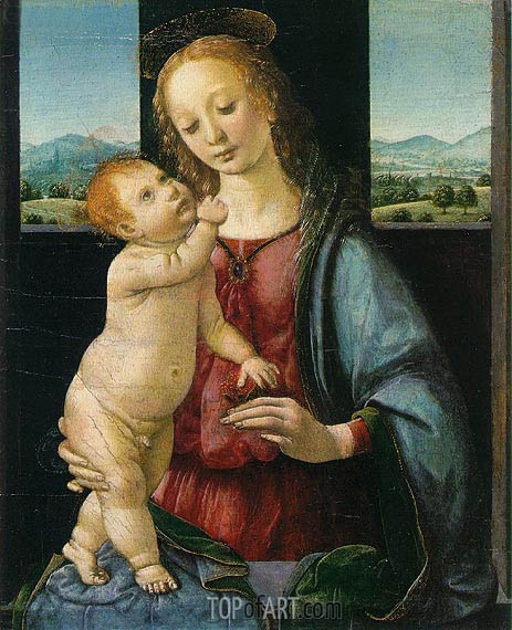 463x570 The Dreyfus Madonna (Madonna With A Pomegranate) Leonardo Da - Madonna Of The Pomegranate Painting