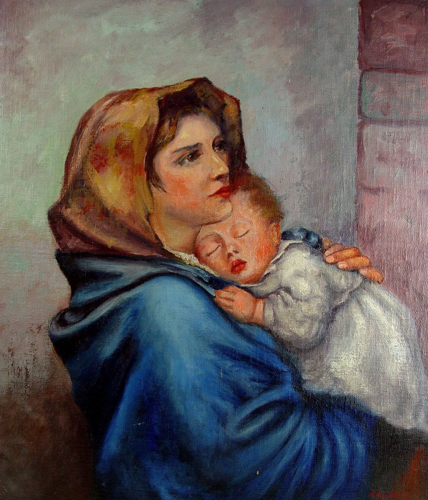 876x1024 Madonna Of The Streets Oil On Board Artifax Antiques Amp Design - Madonna Of The Streets Painting