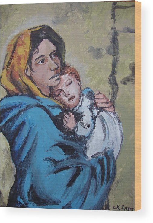 507x740 Madonna Of The Streets Wood Print By Charlene Leger - Madonna Of The Streets Painting