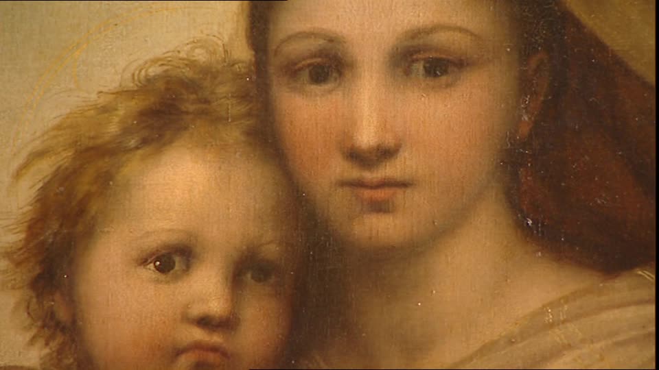 960x540 Painting The Sistine Madonna Germany Sd Stock Video 846 730 - Madonna Painting