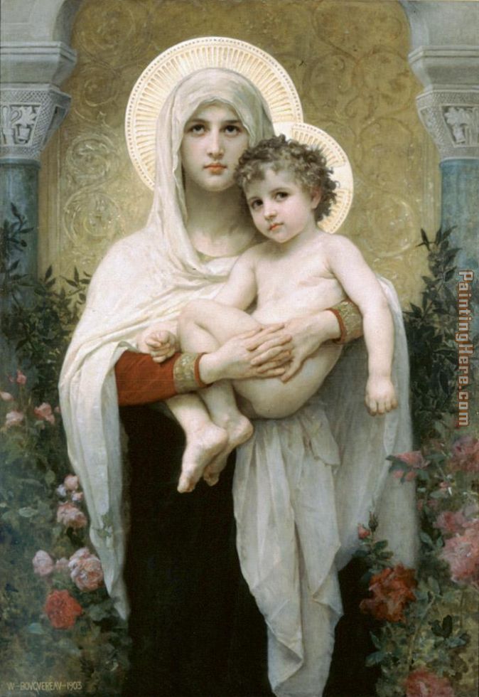674x980 William Bouguereau The Madonna Of The Roses Painting Anysize 50 - Madonna Painting