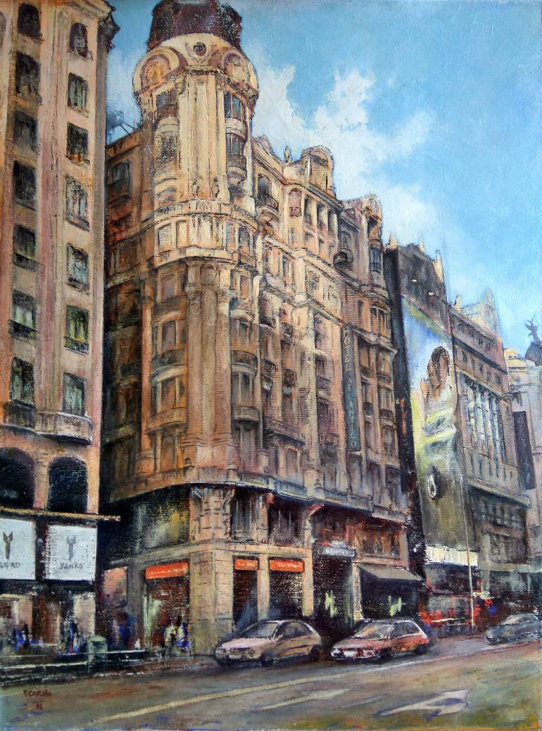 770x1039 Saatchi Art Gran Via Madrid Painting By Tomas Castano - Madrid Painting