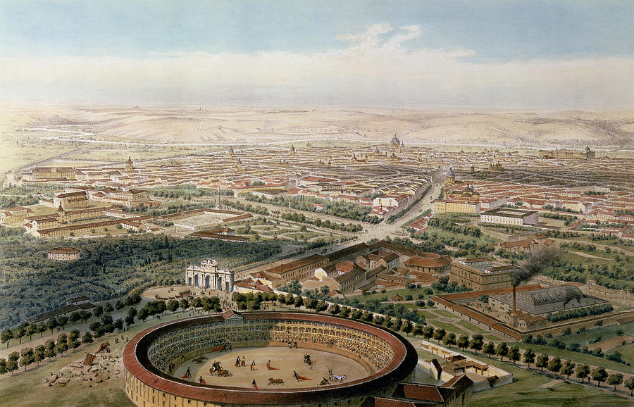900x578 Aerial View Of Madrid From The Plaza De Toros Painting By Alfred - Madrid Painting