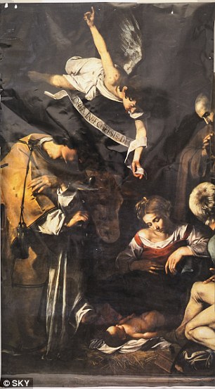 306x553 Michelangelo Caravaggio's Stolen Nativity With St Francis And St - Mafia Painting