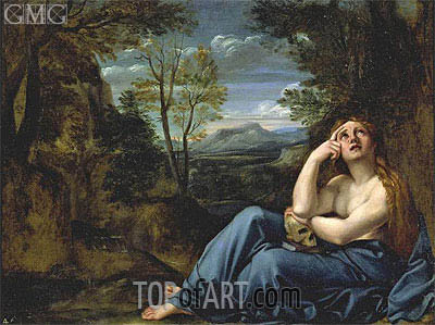 400x299 Mary Magdalene In A Landscape Annibale Carracci Painting - Magdalene Painting
