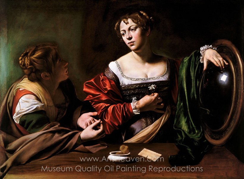 820x601 Reproduction Painting Caravaggio Martha And Mary Magdalene, Hand - Magdalene Painting
