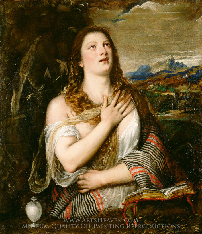 709x820 Reproduction Painting Titian The Penitent Magdalene, Hand Painted - Magdalene Painting