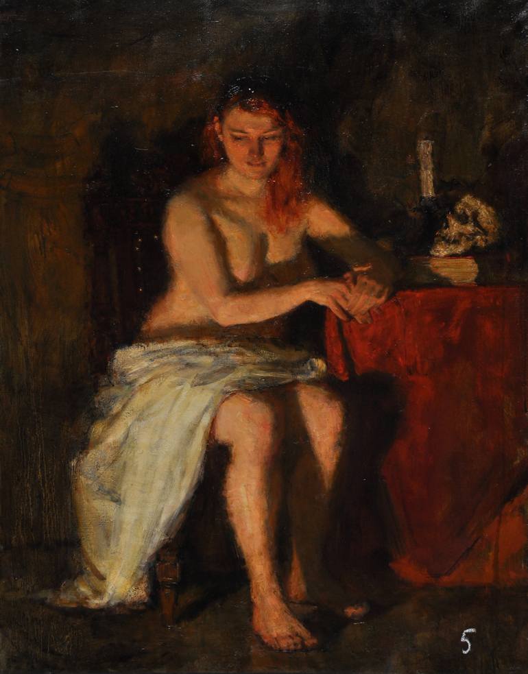 770x983 Saatchi Art Mary Magdalene, Breath On A Candle Painting By - Magdalene Painting