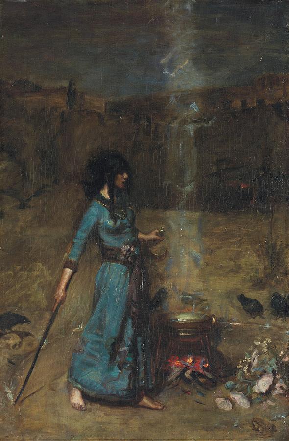 590x900 Study For The Magic Circle, 1886 Painting By John William Waterhouse - Magic Circle Painting