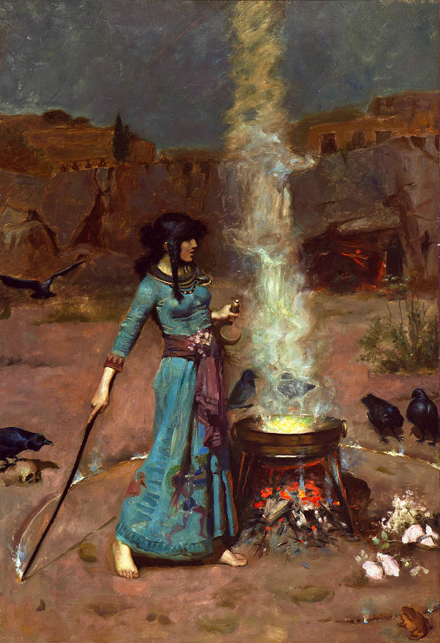617x900 The Magic Circle Painting By John William Waterhouse - Magic Circle Painting