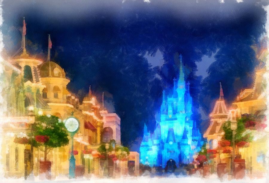 900x612 Disney's Magic Kingdom Painting By Chad Enslen - Magic Kingdom Painting