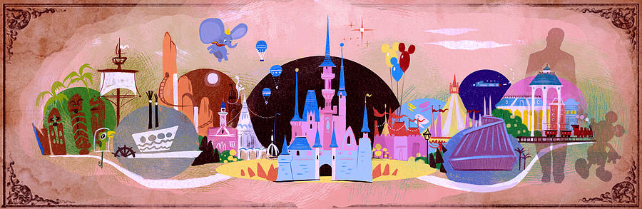 900x293 Magic Kingdom Painting By Daniel Underdown - Magic Kingdom Painting