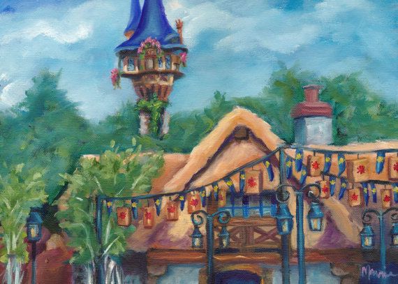 570x407 Tangled Rest Stop, Print Of A Painting. Disneyworld , Disney - Magic Kingdom Painting