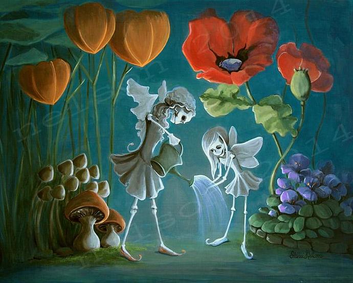 690x552 Fairy Painting. Fantasy Art Print. Skeleton Bonesnelson - Magic Painting