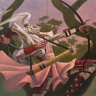 399x400 Mtg Magic The Gathering Original Painting Alan Pollack Matsu Tribe - Magic The Gathering Painting