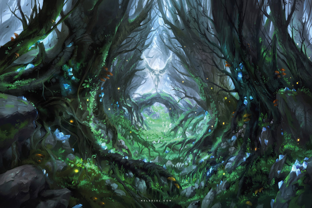 1024x682 Magical Forest By Nele Diel - Magical Forest Painting