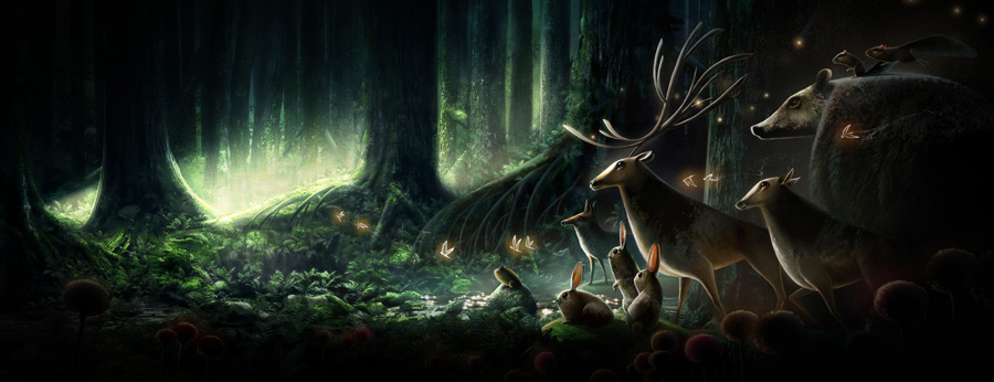 900x346 Motionographer Psyop For Fedex The Making - Magical Forest Painting