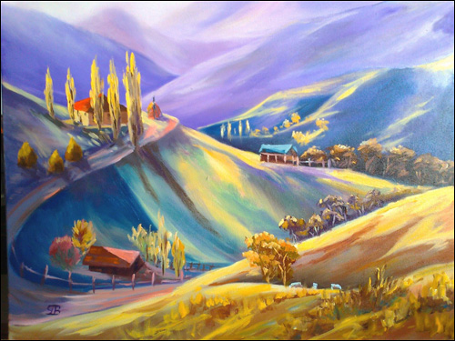 500x375 George Budai Color Saturated Oil Landscape Paintings - Magical Landscape Painting