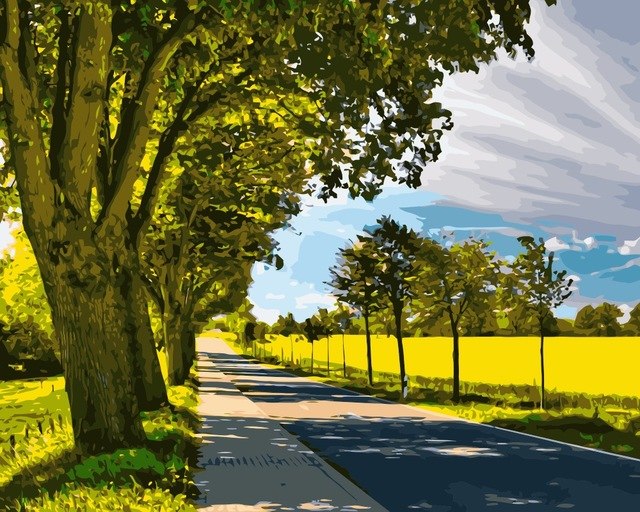 640x512 Mahuaf I109 Painting By Numbers Magical Landscape Green Tree - Magical Landscape Painting