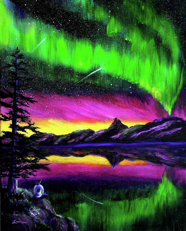 728x900 Magical Night Meditation Painting By Laura Iverson - Magical Landscape Painting