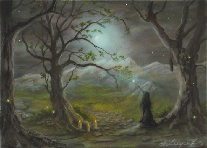 700x501 Craft Magic Original Miniature Landscape Painting. Philippe - Magical Landscape Painting