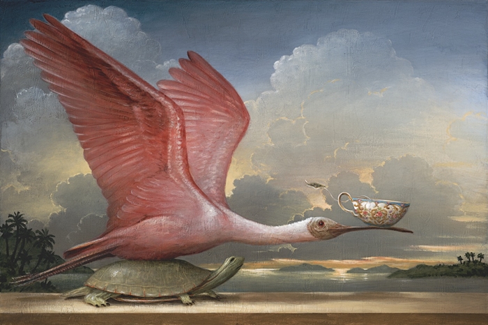 700x466 Kevin Sloan American Magical Realism Painter The Golden Garden - Magical Realism Painting
