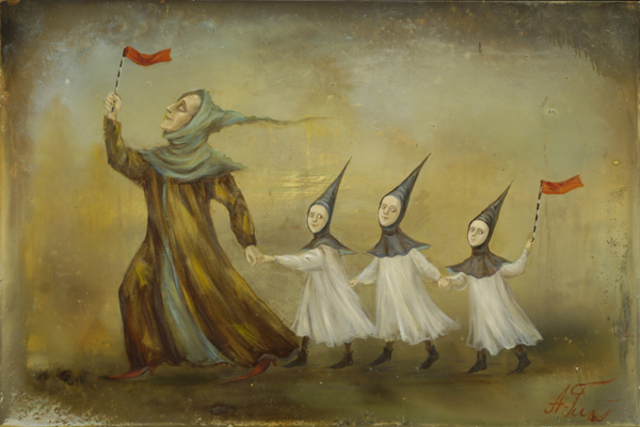 640x427 Alla Goniodsky Artwork Strolling With Magician Original - Magician Painting