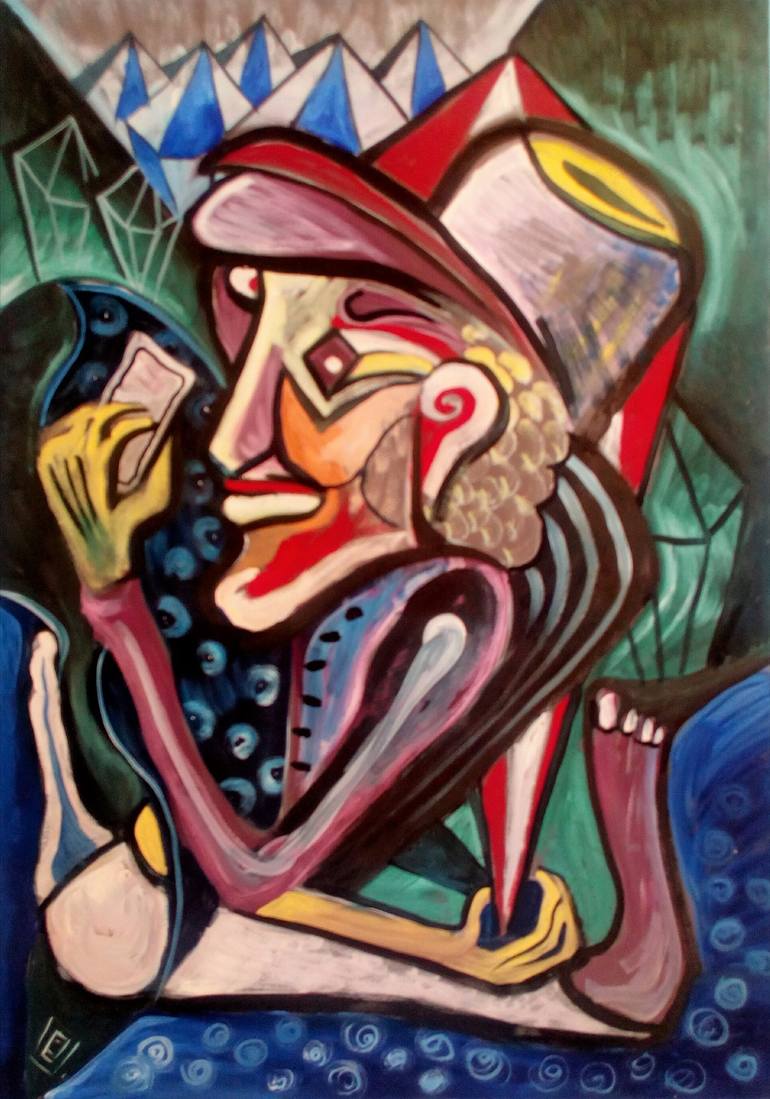 770x1099 Saatchi Art Magician With Card Painting By Frantisek Florian - Magician Painting