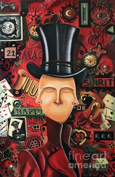 236x363 Acrylic On Canvas Magic And Circus Fabrini Crisci Paintings - Magician Painting