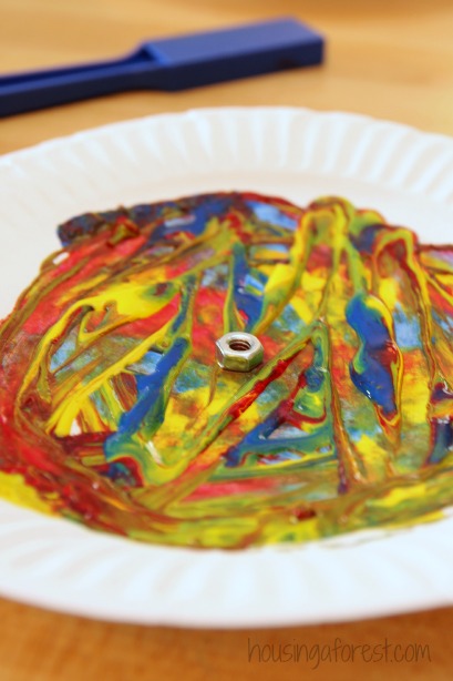 409x614 Preschool Art Activities ~ Magnet Painting Housing A Forest - Magnetic Painting