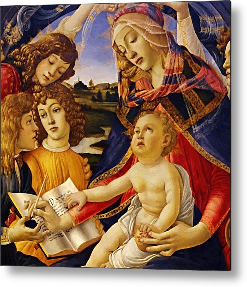 493x572 Madonna Of The Magnificat 1481 Metal Print By Botticelli Sandro - Magnificat Painting