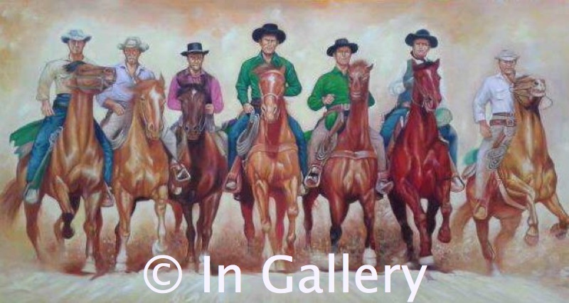800x426 Reproduction Of The Magnificent 7 Classic Movie Co By Inkrabi - Magnificent 7 Painting