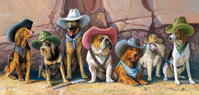 800x382 The Magnificent Seven Dog And Cat - Magnificent 7 Painting