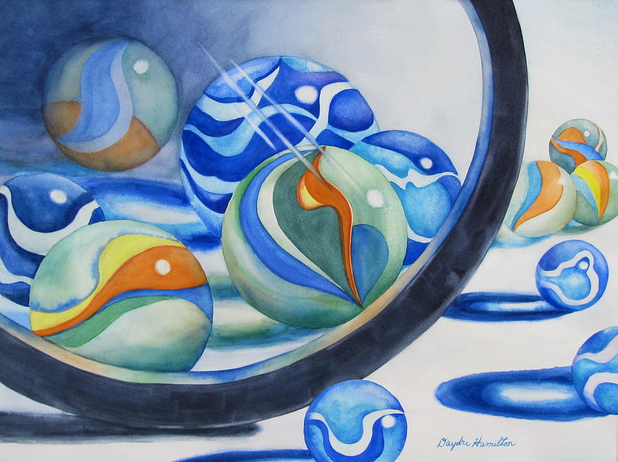 900x673 Magnified Marbles Painting By Daydre Hamilton - Magnifying Glass Painting