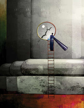 348x450 Stock Illustration - Magnifying Glass Painting