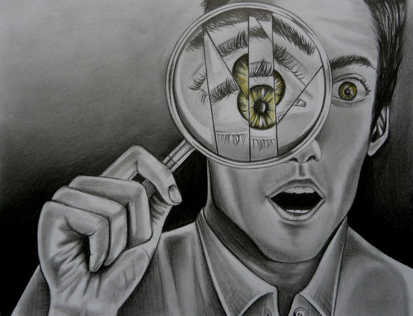 600x459 The Broken Magnifying Glass By Gzertkl - Magnifying Glass Painting
