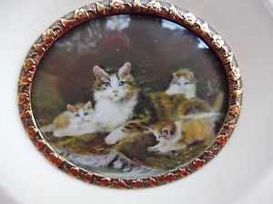 300x225 Beautiful, Antique Miniature Cats Magnifying Glass Painting - Magnifying Glass Painting