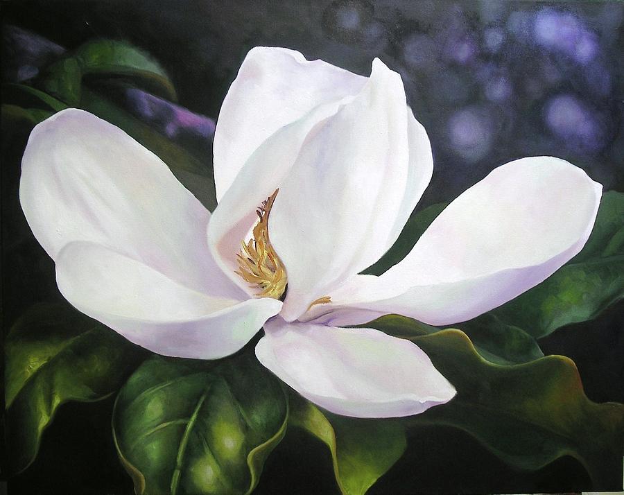 900x714 Magnolia Flower Painting By Chris Hobel - Magnolia Flower Painting