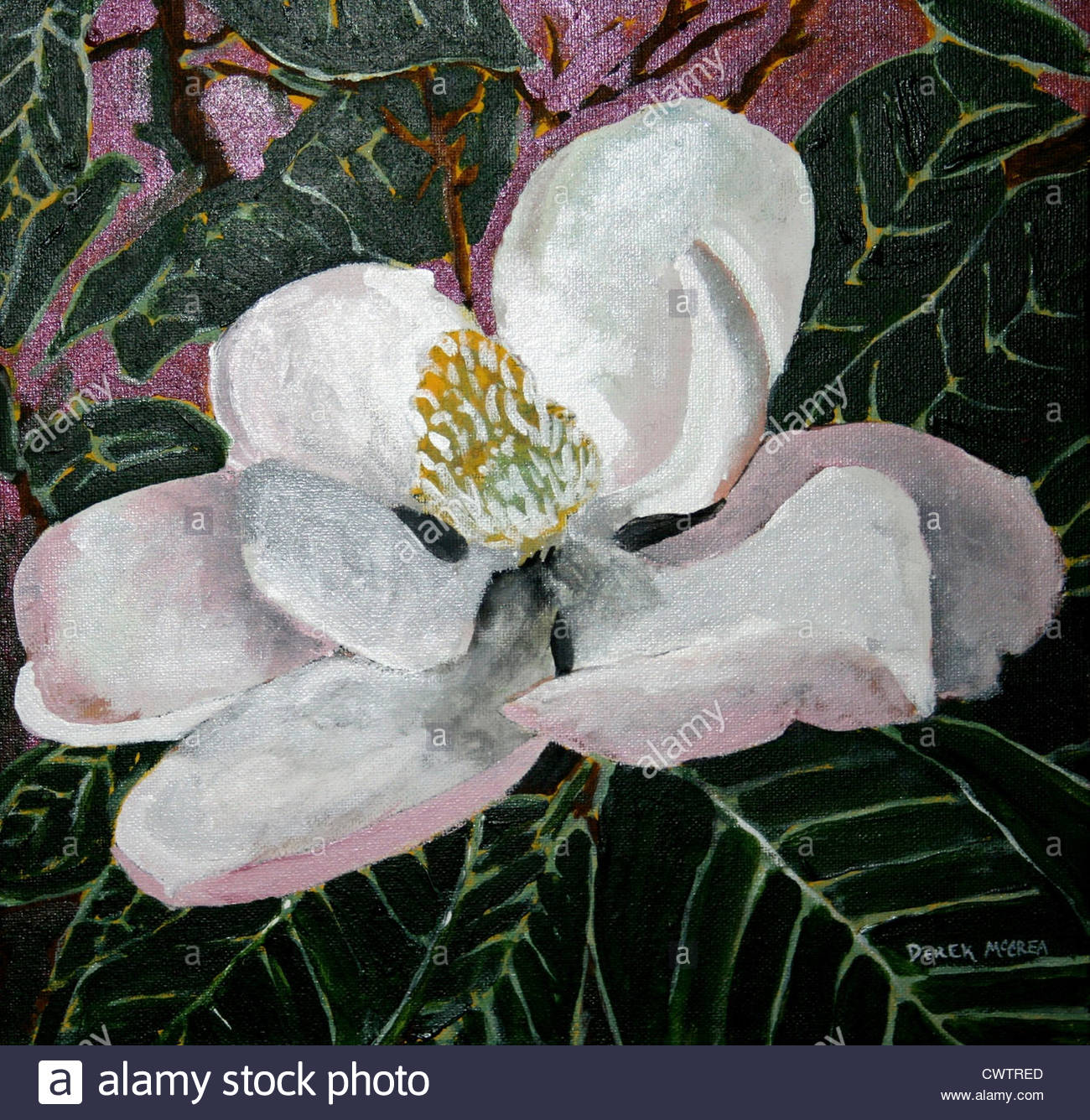 1300x1336 Magnolia Flower Acrylic Painting Stock Photo 50332421 - Magnolia Flower Painting