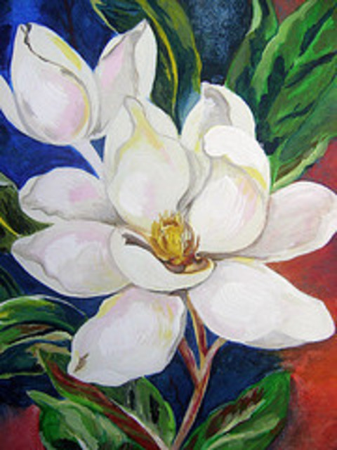 480x640 Helen Hachmeister Artwork Magnolia Original Painting Acrylic - Magnolia Flower Painting