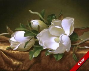 300x240 Magnolia Blossoms Flowers On Gold Velvet Oil Painting Art Real - Magnolia Oil Painting