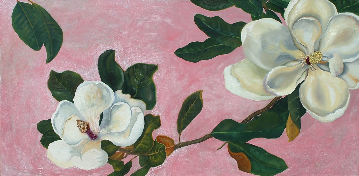 1200x591 Magnolia Oil Painting By Caitlin Coreris - Magnolia Oil Painting