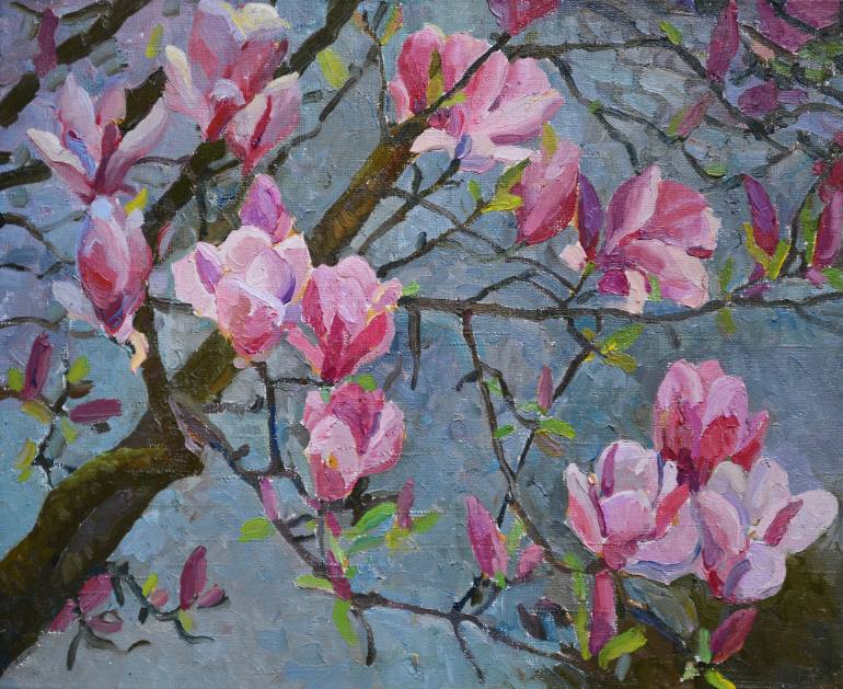 770x629 Saatchi Art Branch Of Magnolia Painting By Anastasia Nesterova - Magnolia Painting