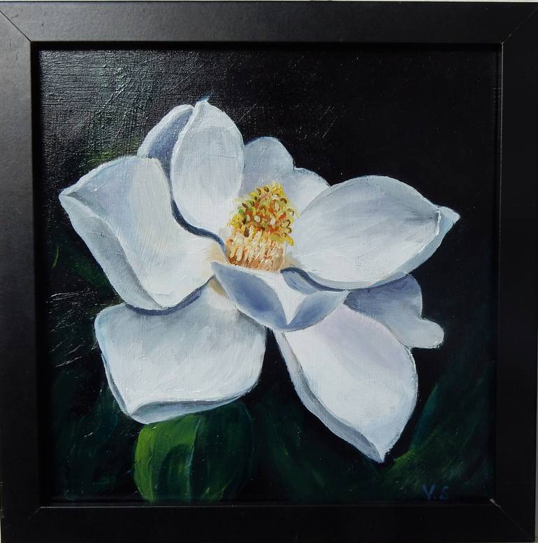 770x777 Saatchi Art Magnolia Flower. Framed Oil Painting. Ready To Hang - Magnolia Painting