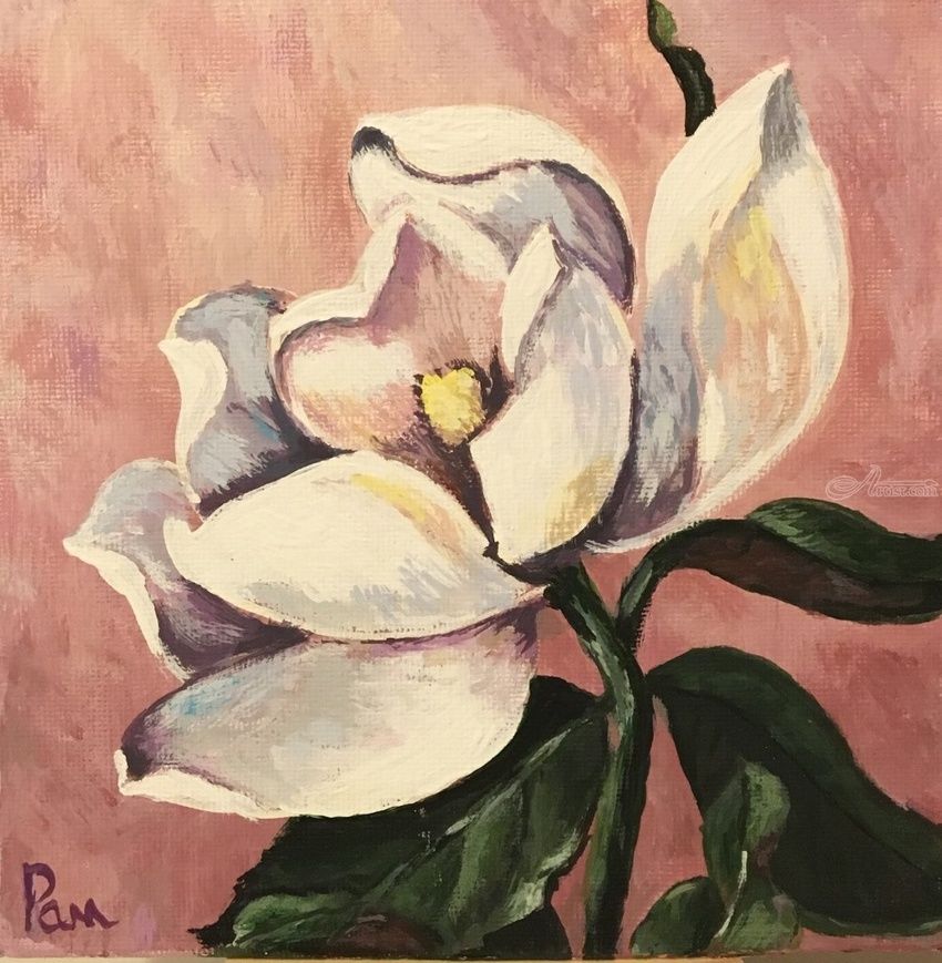 850x869 Magnolia Bloom - Magnolia Painting On Canvas