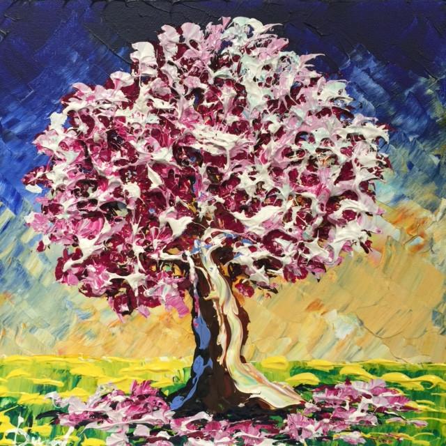 640x640 Magnolia Blossoms Of Rebirth 12x12 - Magnolia Tree Painting