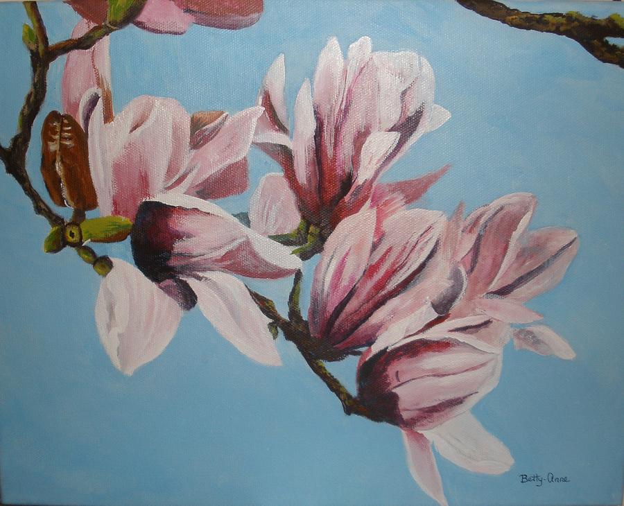900x730 Magnolia Tree Branch Painting By Betty Anne Mcdonald - Magnolia Tree Painting